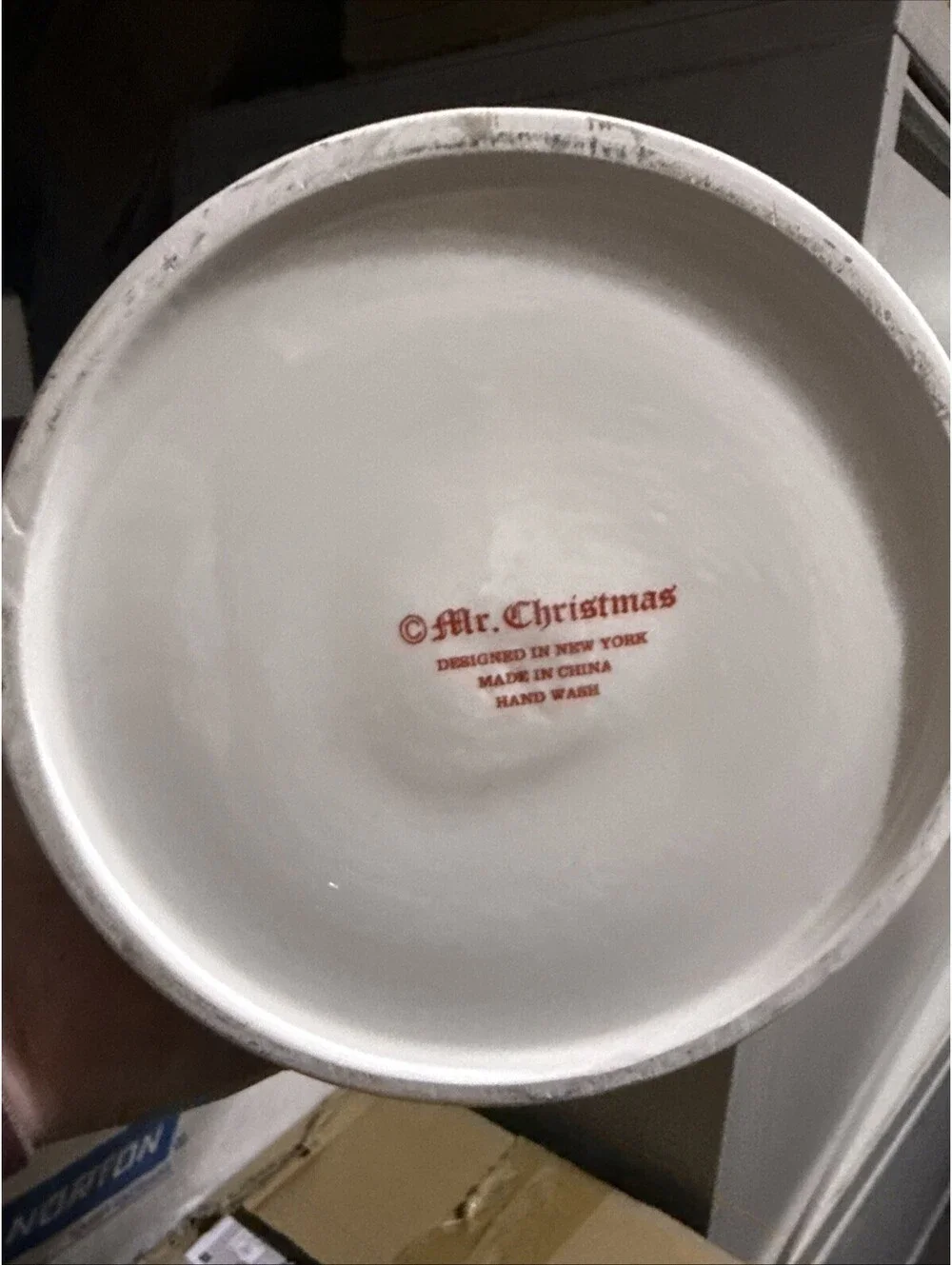 Aldi Merry Moments Mr Christmas LED Lit Tree Ceramic Cookie Jar White 11.75 in